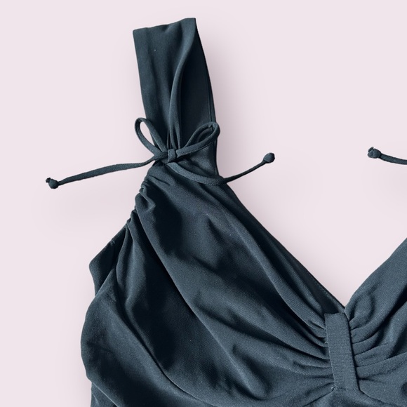 Women’s Laundry By Shelli Segal Black Ruched Tie Detail Black Tank Dress - Picture 5 of 12